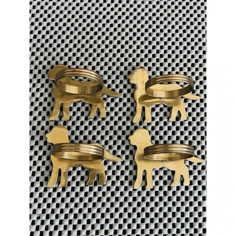 Set Of 4 Brass Dog Napkin Rings 2.50